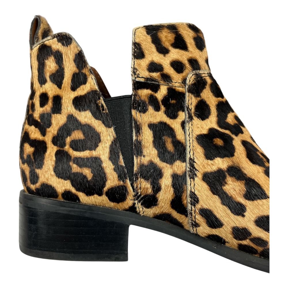 Franco Sarto Excellent Pre-Owned Ankle Booties Women 7.5 Leopard Calf Hair - Picture 2 of 9